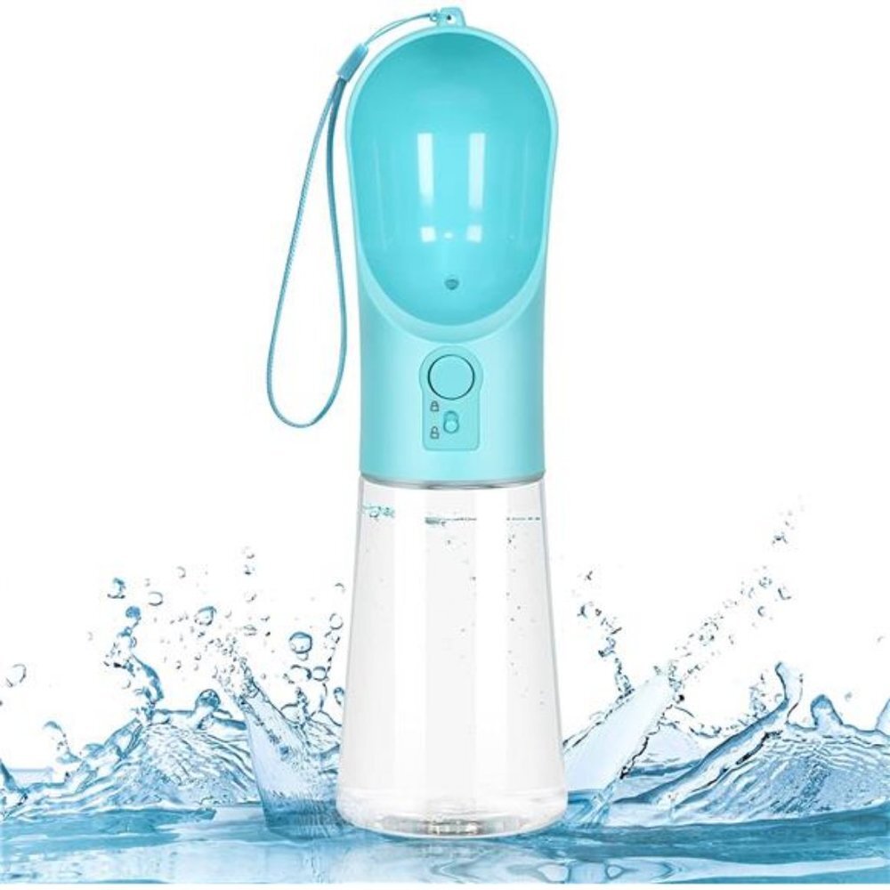Dog Water Bottle Portable Pet Water Bottle Leak Proof 400ml (Blue)